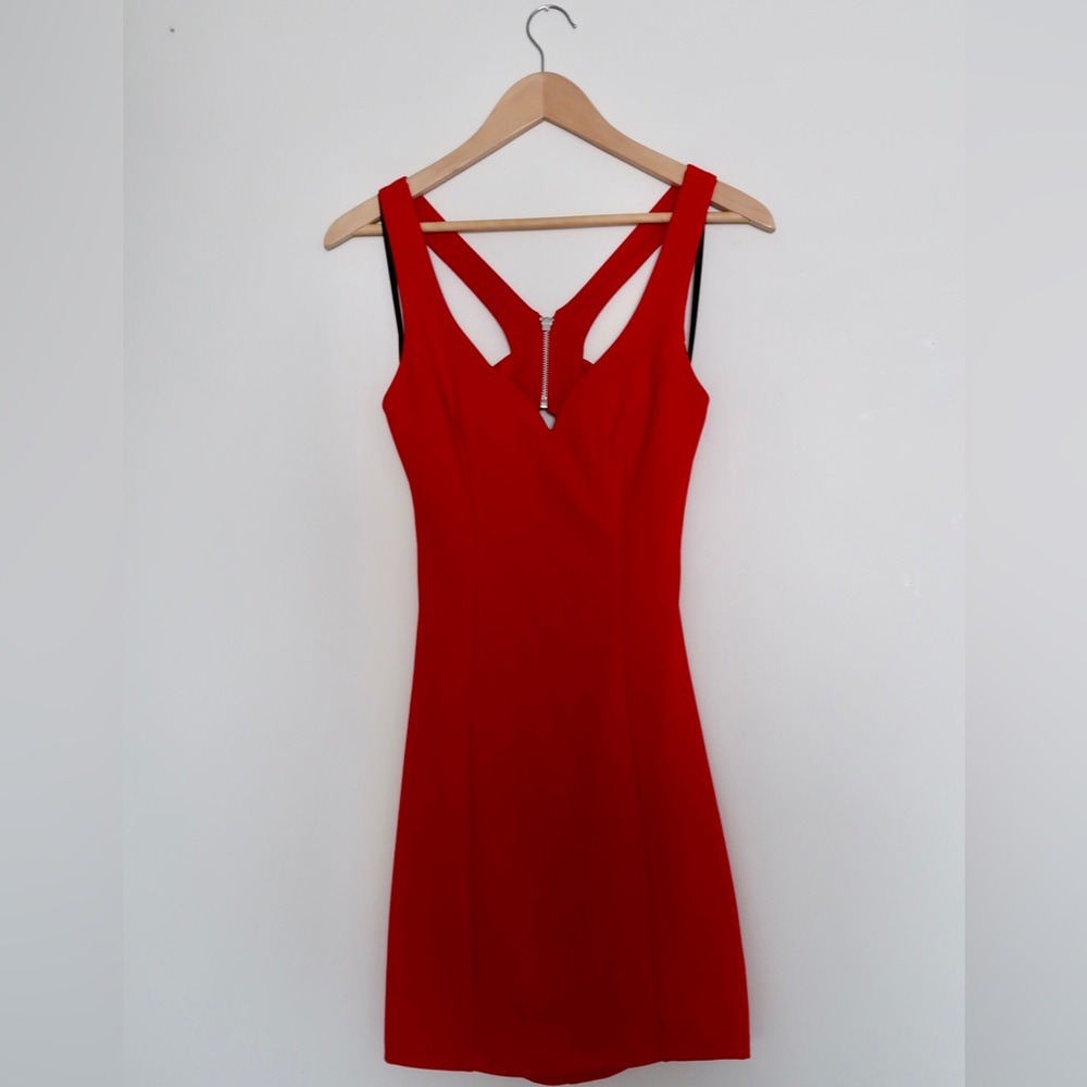 B DARLIN Red Holiday Cocktail Dress with Open Back Cutout